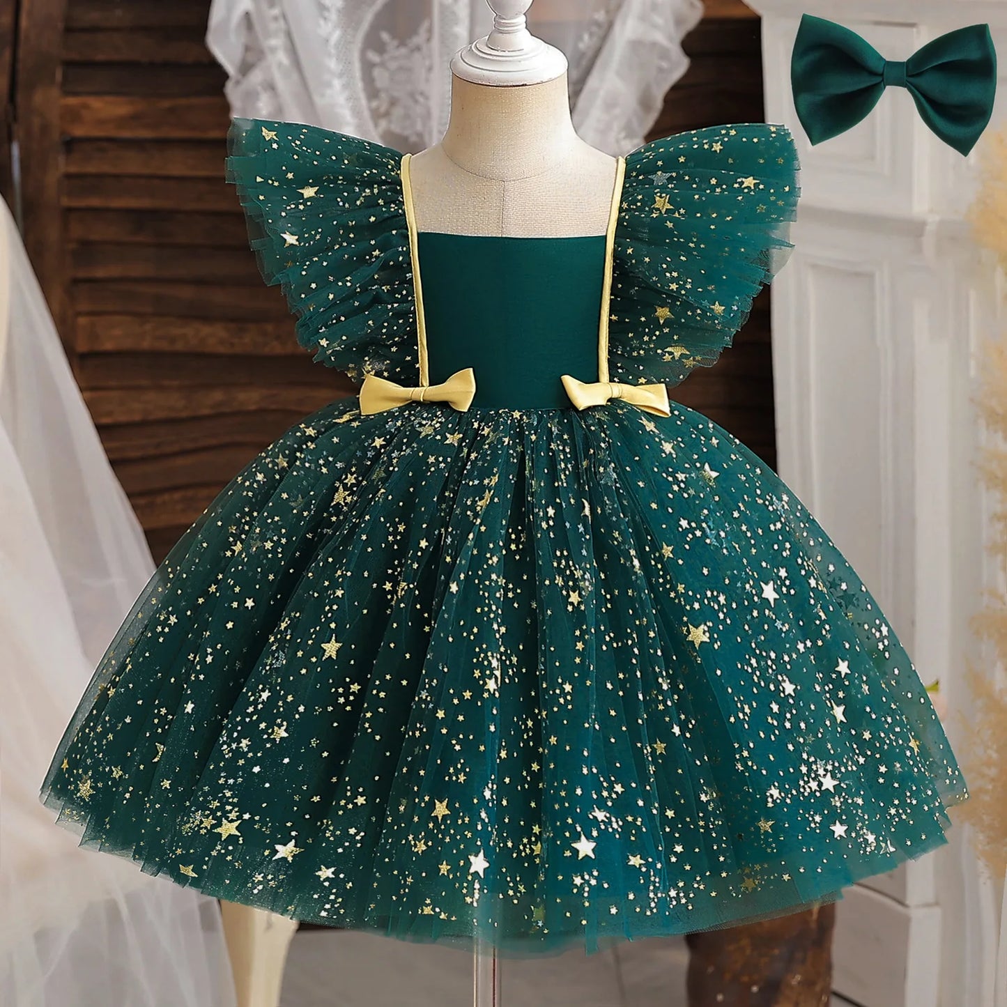 Toddler Girlsâ Bow Baptism Dress