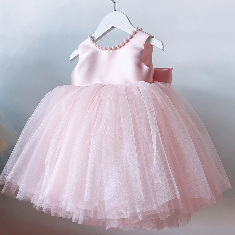 Toddler Girlsâ Bow Baptism Dress