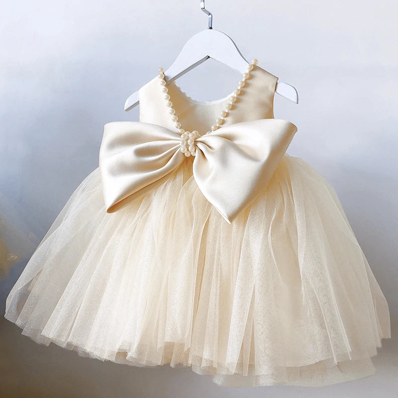 Toddler Girlsâ Bow Baptism Dress