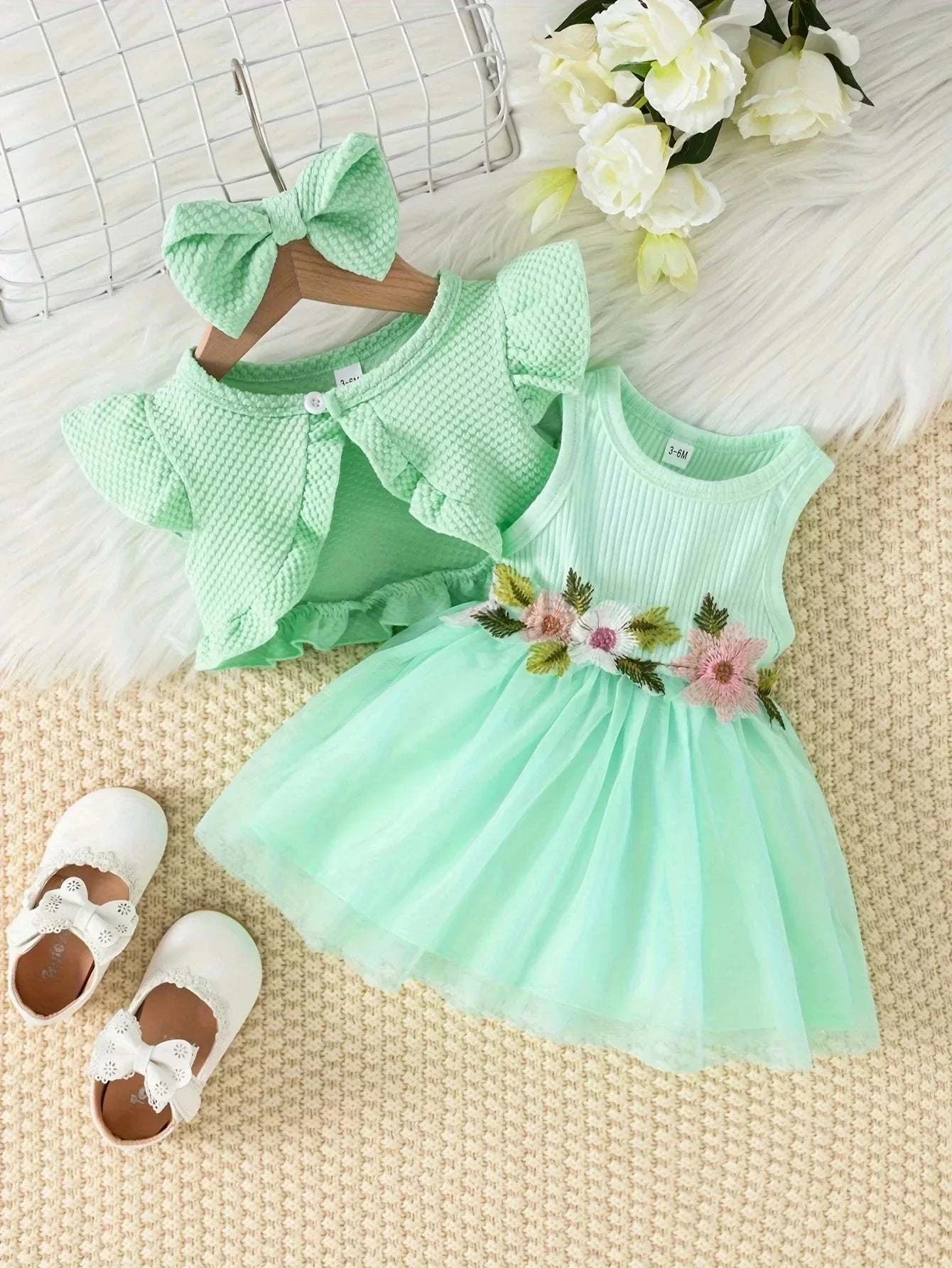 Baby Summer Waist Flower Vest Dressnull