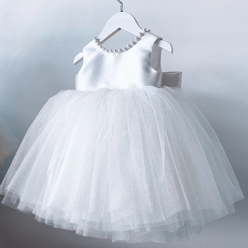 Toddler Girlsâ Bow Baptism Dress
