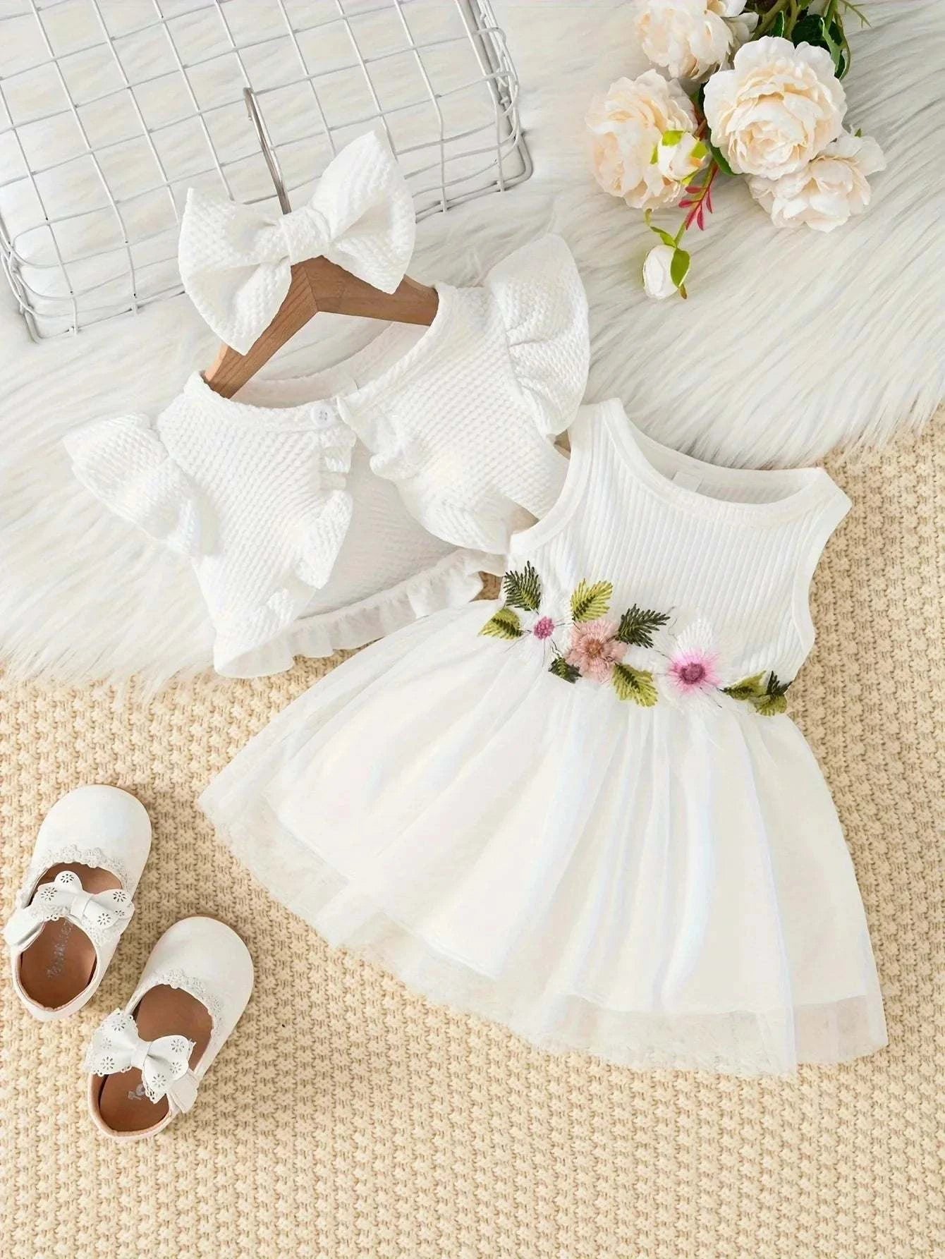 Baby Summer Waist Flower Vest Dressnull