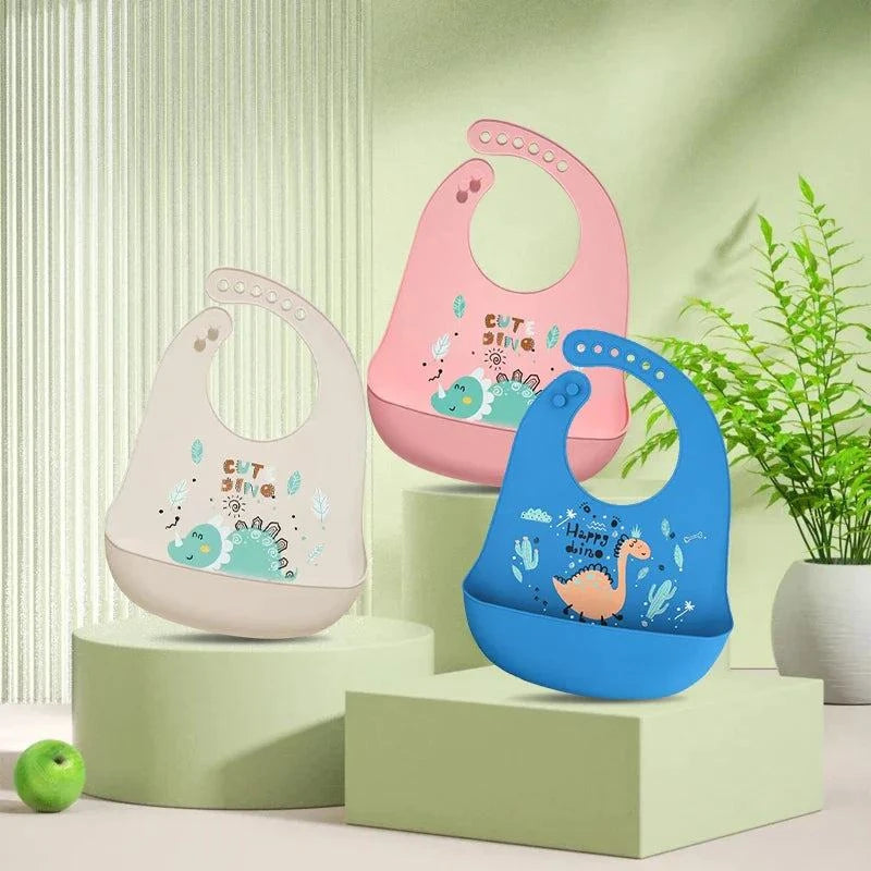 Waterproof Adjustable Silicone Baby Bib Dinosaurnull