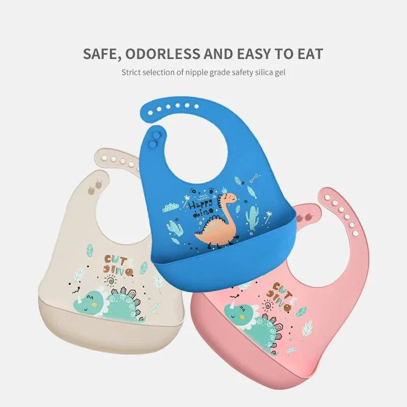 Waterproof Adjustable Silicone Baby Bib Dinosaurnull