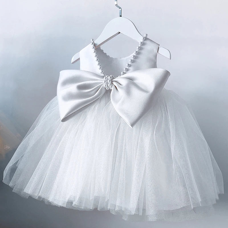 Toddler Girlsâ Bow Baptism Dress