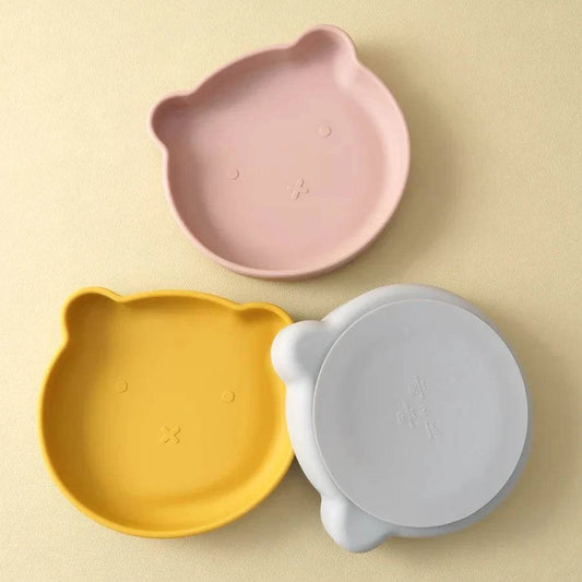 Silicone Baby Dishes Bear-Shaped Suction Plate