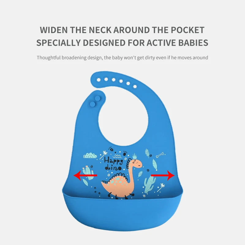 Waterproof Adjustable Silicone Baby Bib Dinosaur