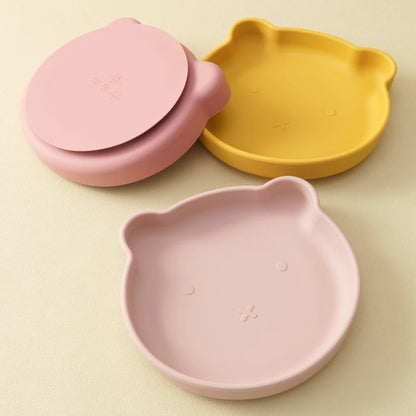 Silicone Baby Dishes Bear-Shaped Suction Plate