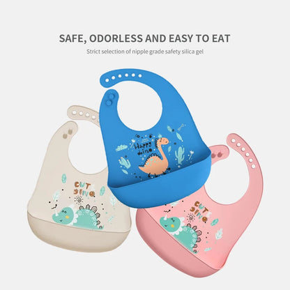 Waterproof Adjustable Silicone Baby Bib Dinosaur