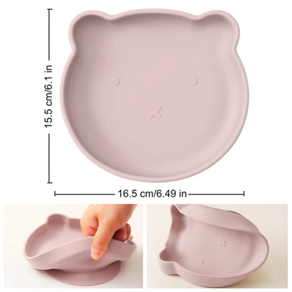 Silicone Baby Dishes Bear-Shaped Suction Plate