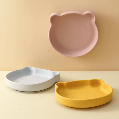 Silicone Baby Dishes Bear-Shaped Suction Plate