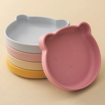 Silicone Baby Dishes Bear-Shaped Suction Plate