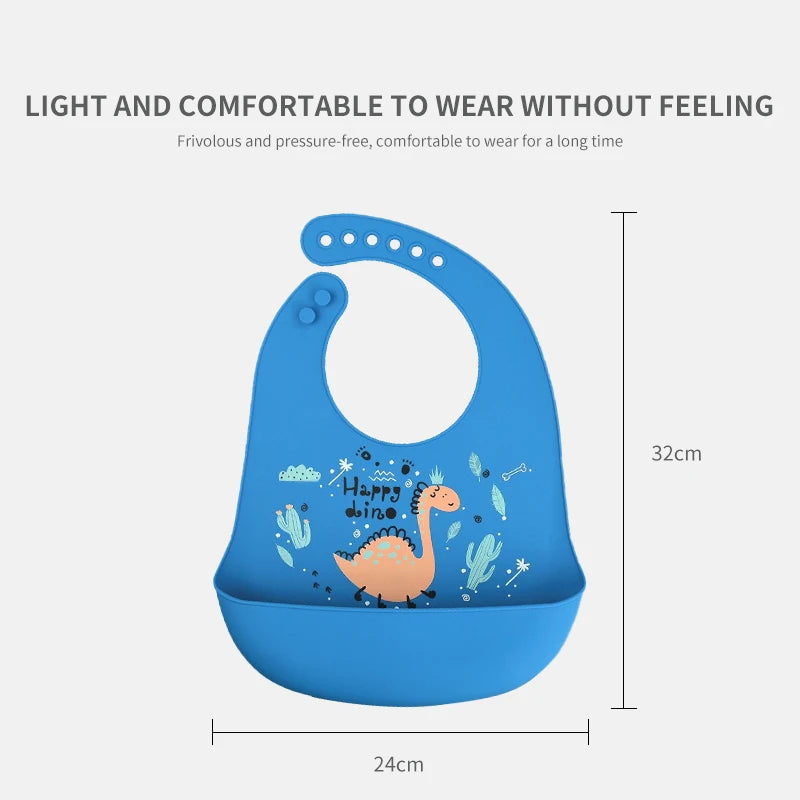 Waterproof Adjustable Silicone Baby Bib Dinosaur