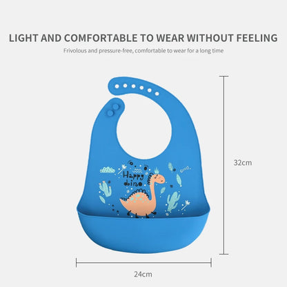 Waterproof Adjustable Silicone Baby Bib Dinosaur